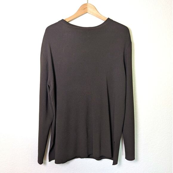 Chico's Metal Bead Detail Brown Knit Open Cardigan Women Size 3 XL Office Artsy - Picture 2 of 9